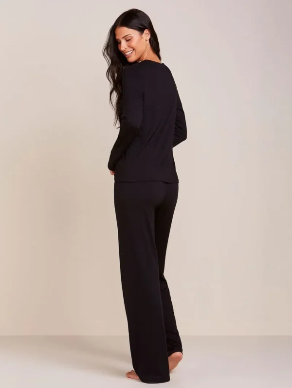 Pijama Longo Decote V Em Viscose E Renda - Image 2